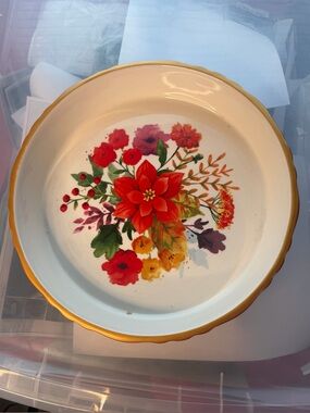 Pioneer Woman Floral Ceramic Pie Plate with Yellow Rim - Home Kitchen